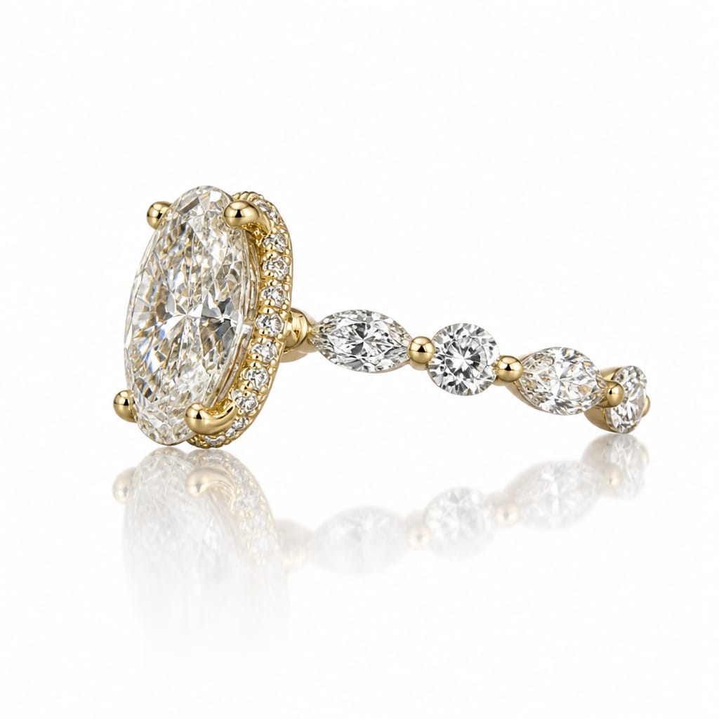 Astrid Oval Halo — anillo de diamante lab-grown listo para enviar