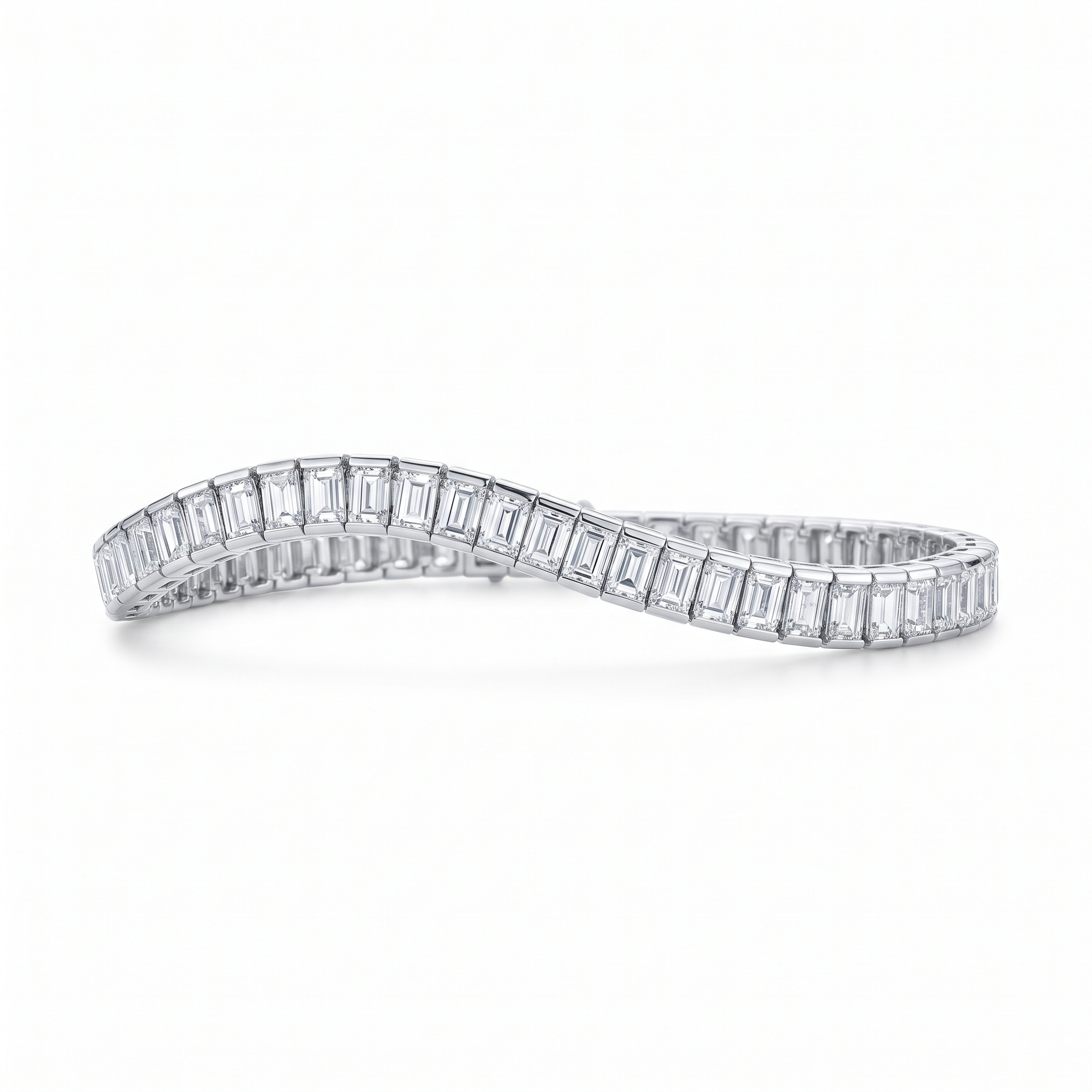Emerald Cut Diamond Tennis Bracelet in 18K white gold