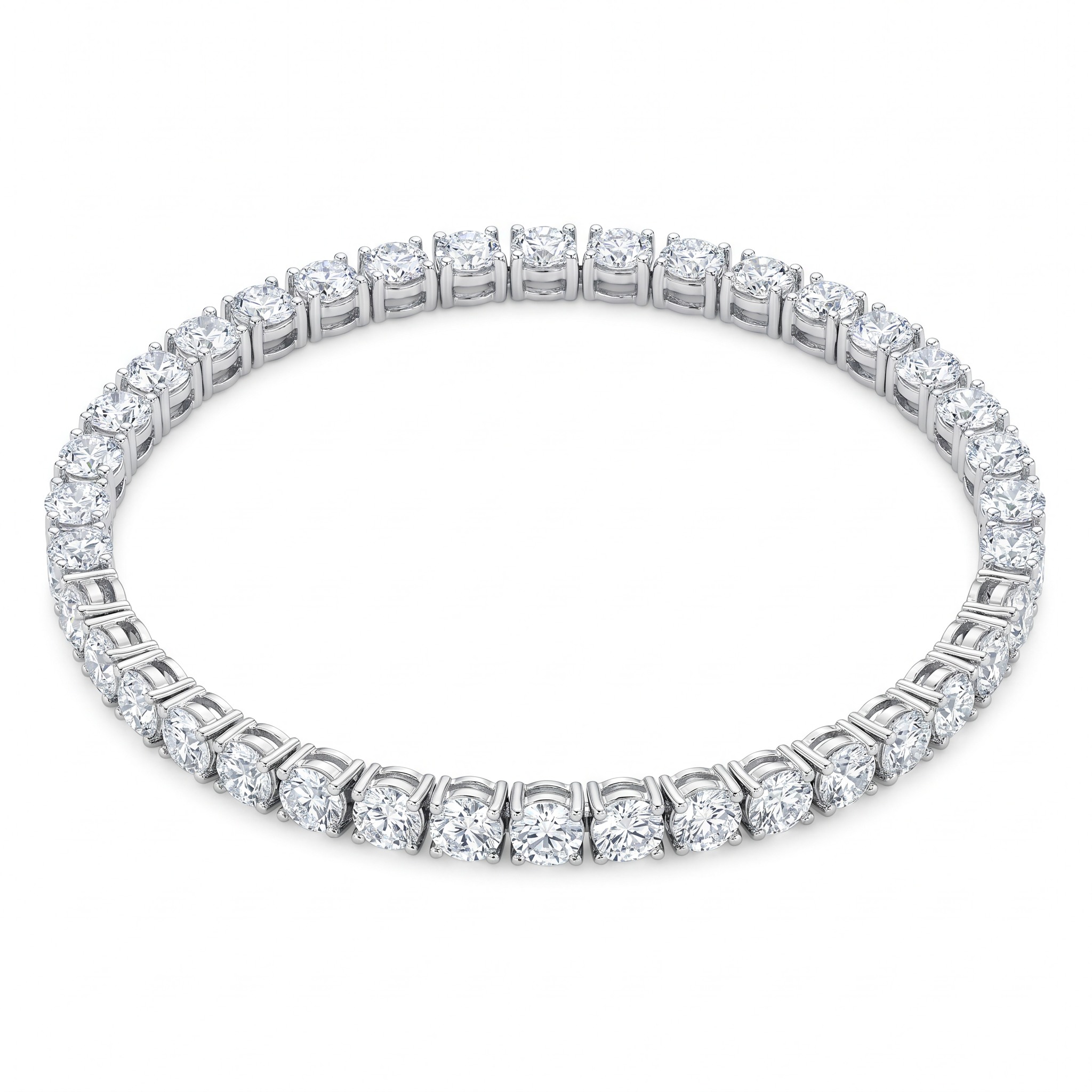 Round Set Brilliant Cut Diamonds Tennis Bracelet in 18K white gold
