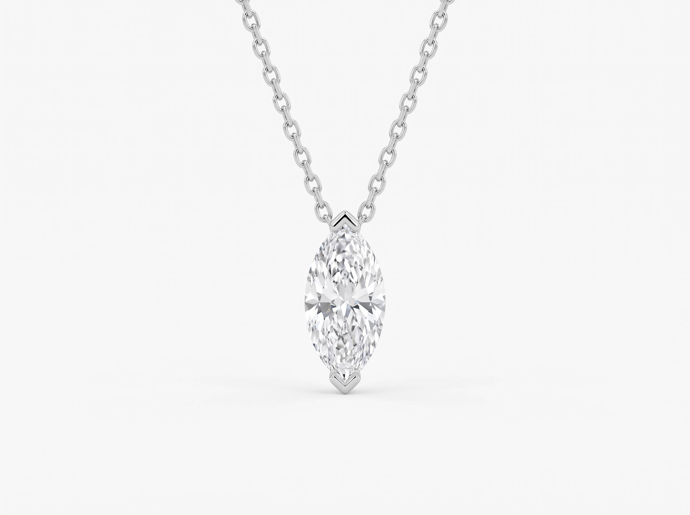 Marquise Solitaire Diamond Pendant in 18K white gold