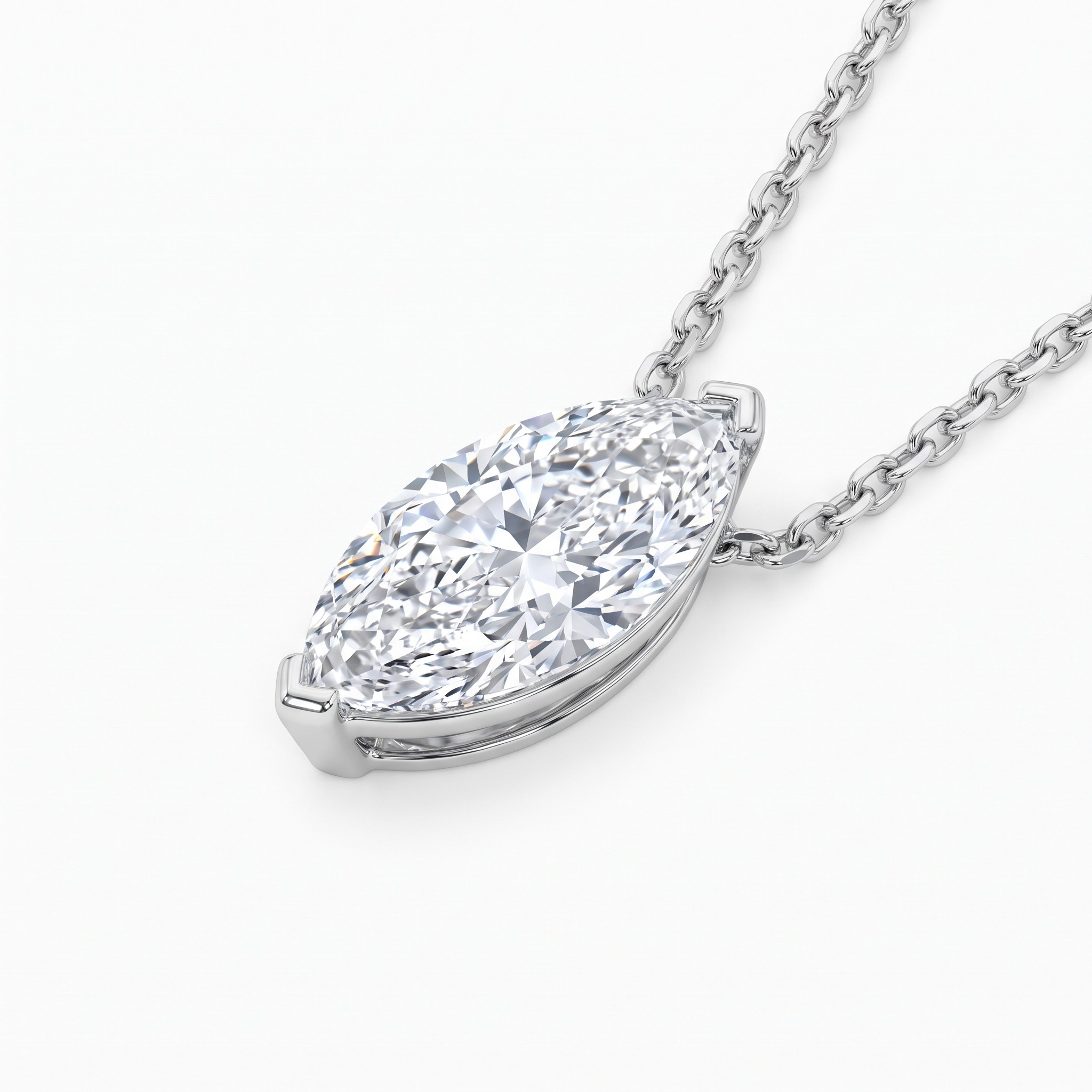 Marquise Cut Diamond Solitaire Pendant — macro